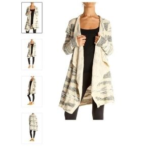 Lucky Brand Open Front Cardigan, Color Blue/Cream, Size L